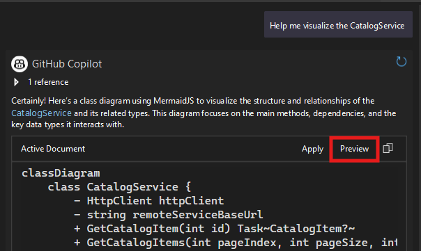Sintassi del grafico Mermaid generata da Copilot Chat