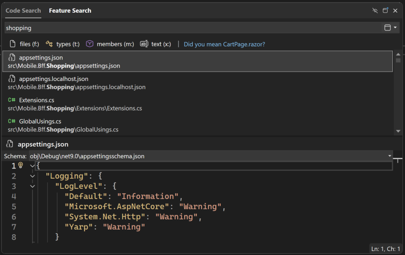 Screenshot che mostra un suggerimento di risultato alternativo quando il primo risultato non corrisponde all'intento dell'utente