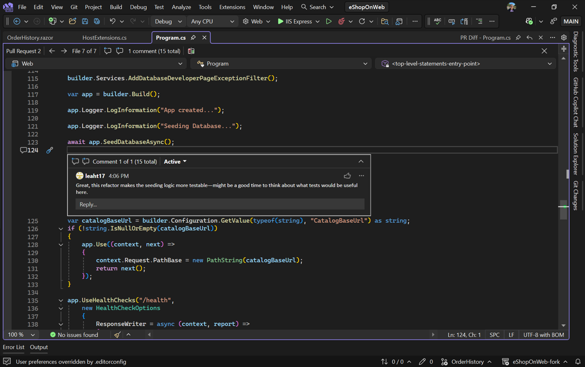 Commenti nella visualizzazione file di lavoro