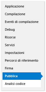 The publish tab of the Project Designer The publish tab of the Project Designer