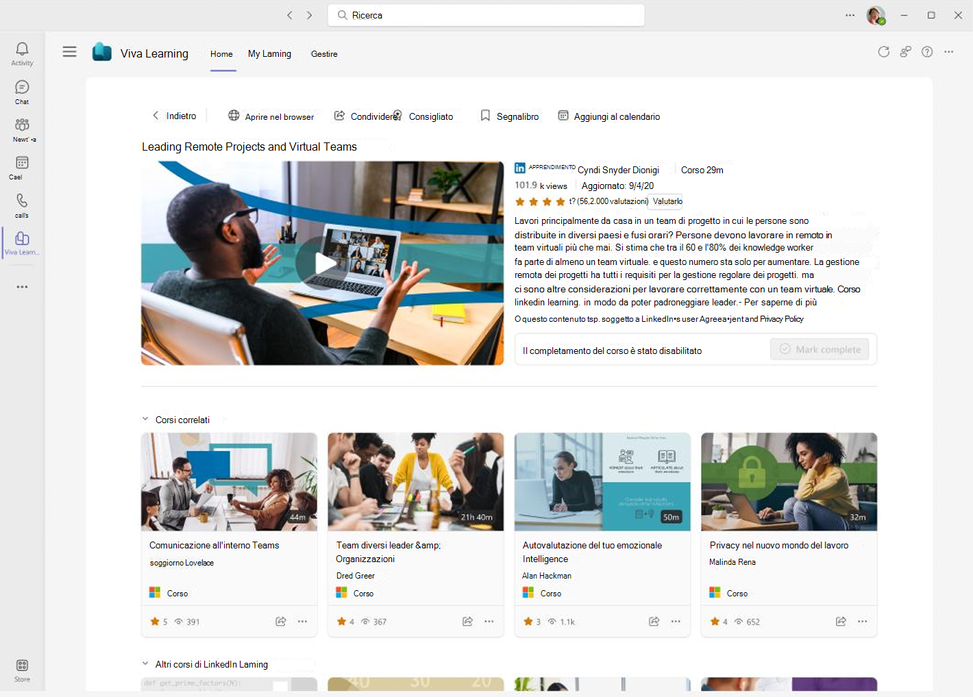 Screenshot che mostra l'esperienza dell'utente.