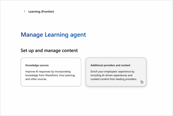 Pagina di destinazione Gestisci agente di apprendimento