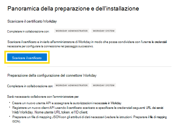 Screenshot della pagina per scaricare il certificato.