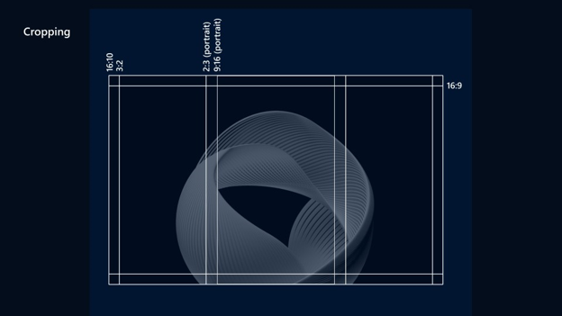 Immagine che mostra il ritaglio appropriato per ogni razione di aspetto per gli sfondi di Windows