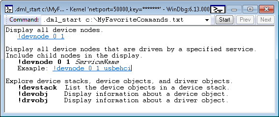 Screenshot dell'output da un file DML personalizzato.