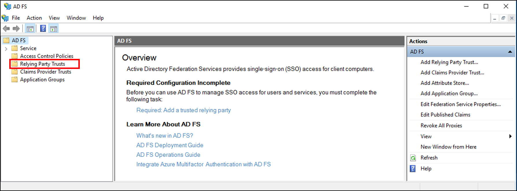 Screenshot that shows where to select Relying Party Trusts when you create a rule to issue an AD FS 1.x Name ID claim.