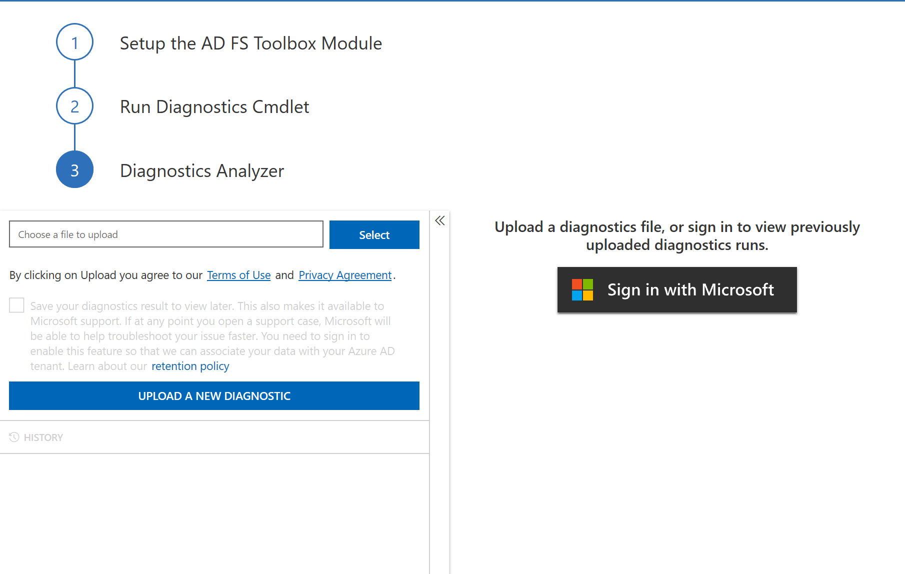AD FS diagnostics analyzer tool - sign in