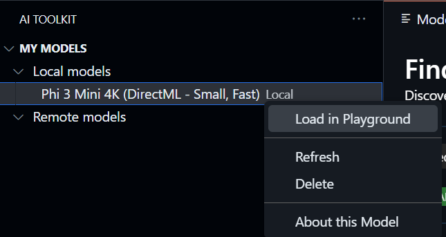 Screenshot della voce del menu contestuale Carica in Playground