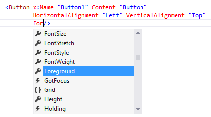 IntelliSense nella parte 1 di XAML