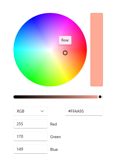 A color picker with a circle spectrum