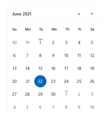 Esempio di visualizzazione calendario