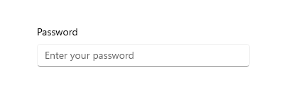 Casella della password in stato di riposo con testo hint