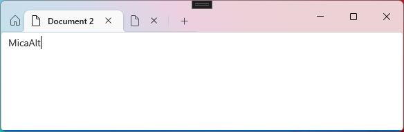 Screenshot di Mica Alt in una barra del titolo con schede.