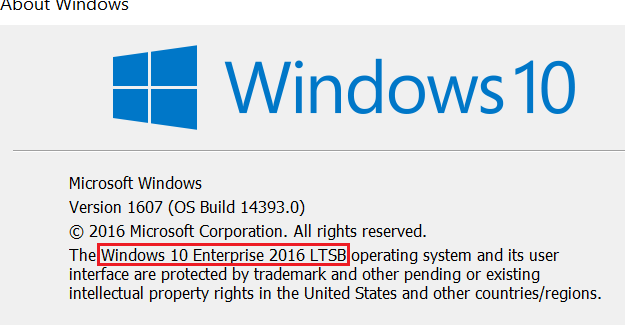 screenshot del testo visualizzato Informazioni su Windows.