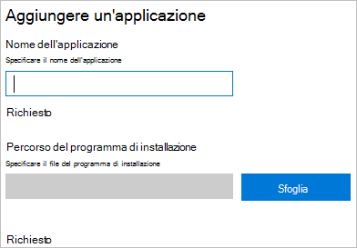 In Configurazione di Windows Designer aggiungere un'applicazione.