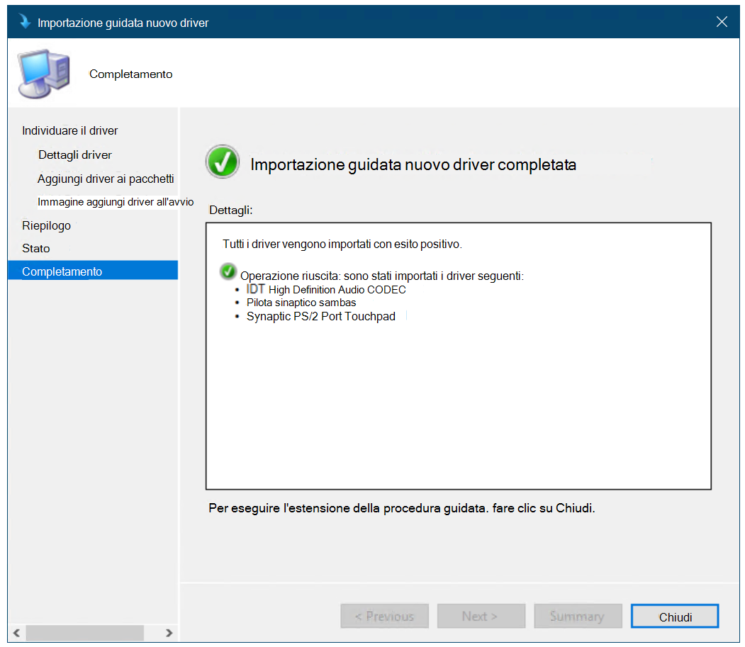 Aggiungere driver a una distribuzione Windows 10 con Windows PE usando  Configuration Manager - Windows Deployment | Microsoft Learn