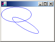 schermata di una finestra contenente due puntini di sospensione sovrapposti; uno è più stretto e ruotato