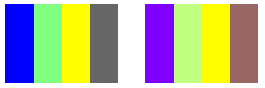 illustrazione che mostra quattro barre colorate, quindi le stesse barre con colori diversi