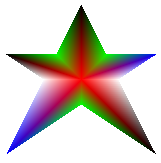 figura che mostra un star a cinque punti che riempie dal rosso al centro a vari colori in ogni punto della star