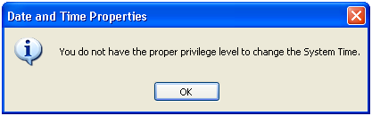 screenshot del messaggio: non si dispone dei privilegi 