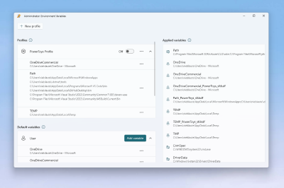 PowerToysEnvironment Variables screenshot