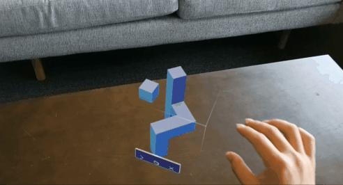 HoloLens point-of-view of scaling an object via bounding box