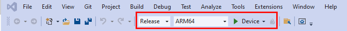 Screenshot delle impostazioni di compilazione di Visual Studio per se l'utente è connesso tramite cavo USB.