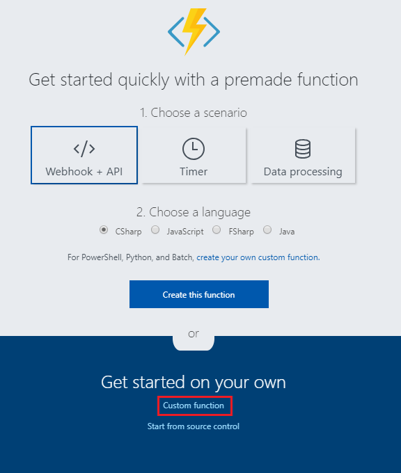 Screenshot che mostra la parte inferiore della finestra di creazione della funzione. La funzione personalizzata è cerchiata in rosso.