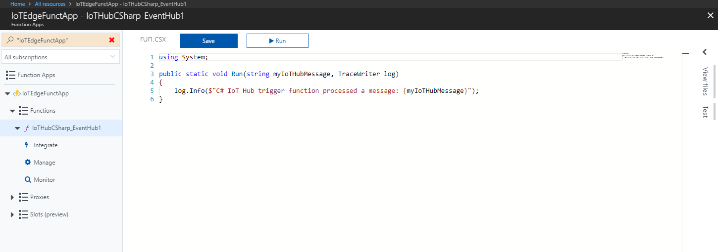 Screenshot che mostra la pagina App per le funzioni. 
