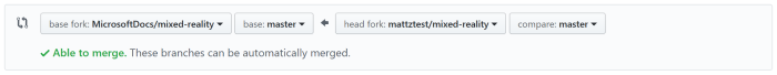 Creare una richiesta pull dal fork in MicrosoftDocs/realtà mista