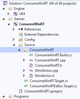 Apertura del file ConsumeWinRT.build.cs