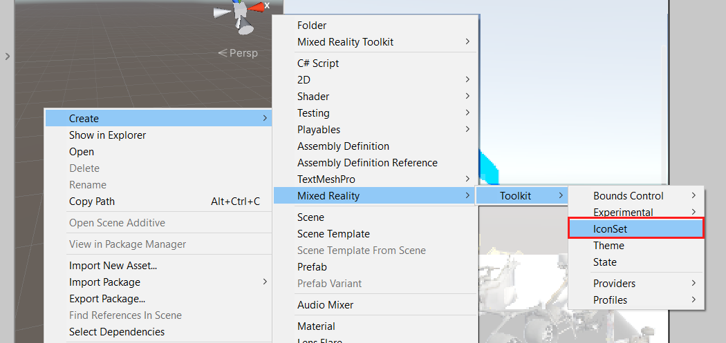 Screenshot della voce di menu Set di icone.