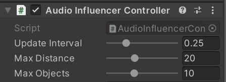 Impostazioni del controller di influenza audio