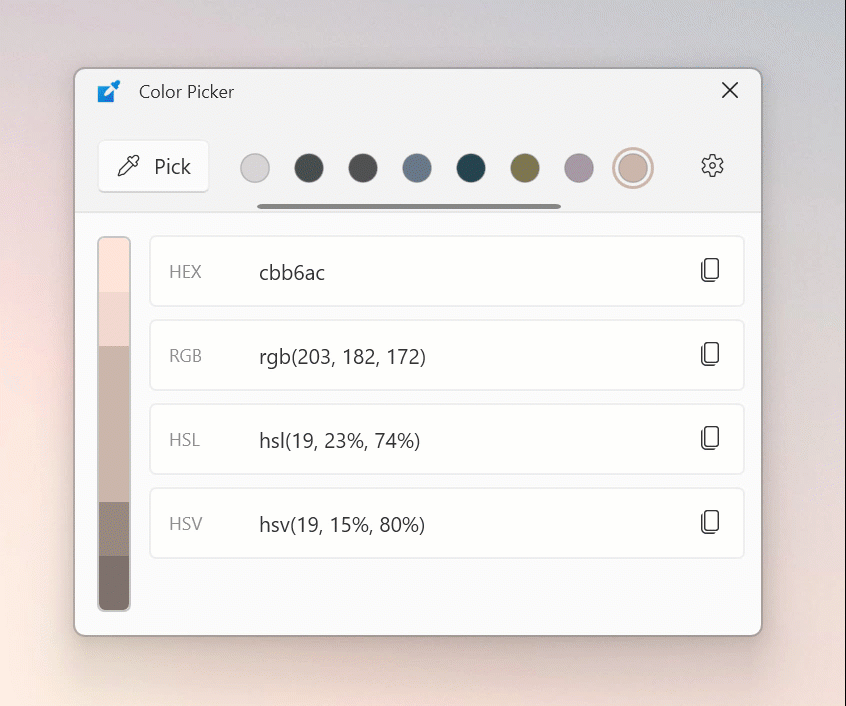 ColorColor Picker Finestra dell'editor