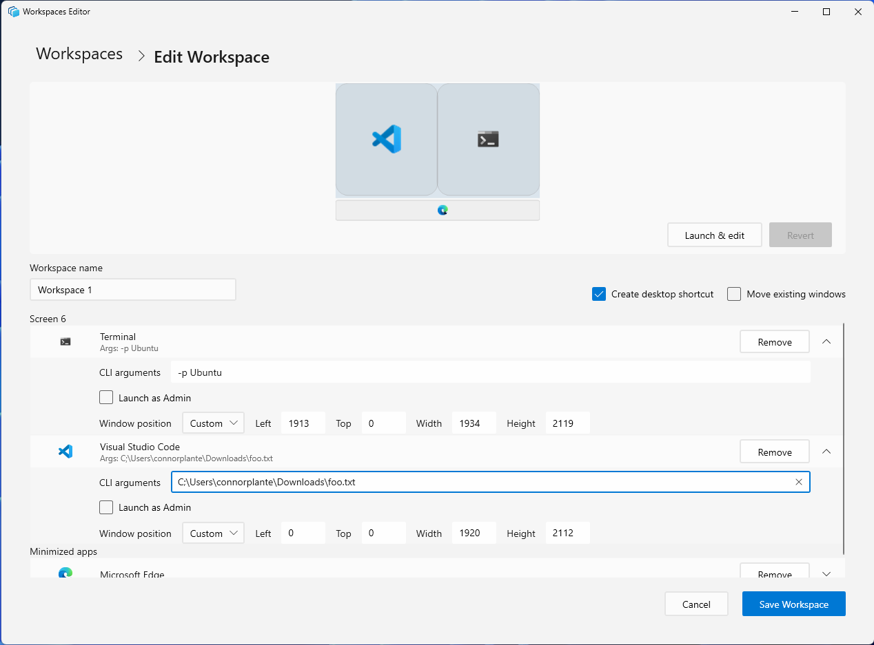 Argomenti della CLI nell'editor