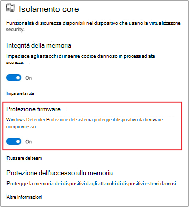 Impostazioni di sicurezza di Windows.