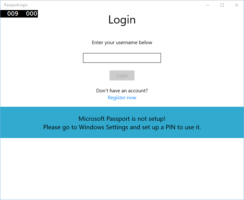 Windows Hello login screen not setup