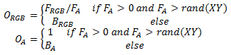 Formula matematica per un effetto di fusione dissolvenza.