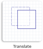 illustrazione di un quadrato spostato 20 unità lungo l'asse x positivo e 10 unità lungo l'asse y positivo