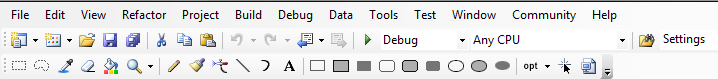schermata di una barra degli strumenti con decine di icone 