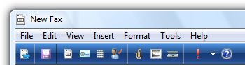 screenshot della barra degli strumenti senza icone etichettate 
