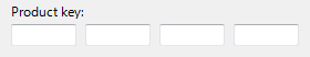 Screenshot di una casella di testo Product Key 