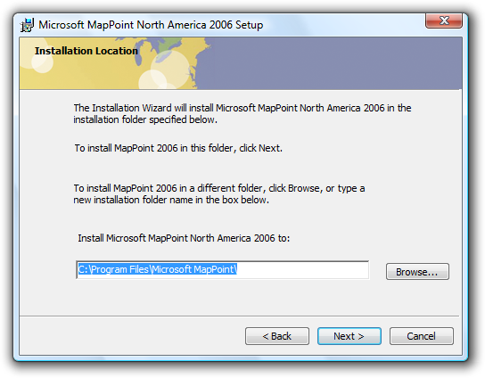 screenshot della finestra di dialogo con il percorso di installazione 