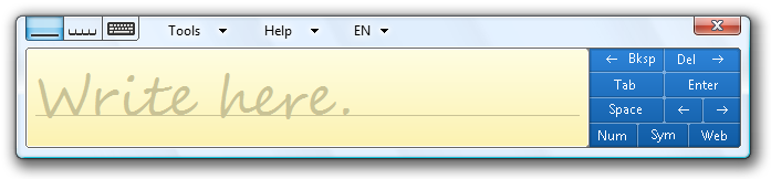 schermata del riquadro di scrittura tablet windows 