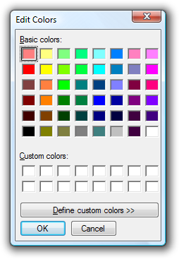 schermata della finestra di dialogo Modifica colori 