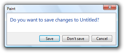Screenshot che mostra un messaggio Paint 'Vuoi salvare le modifiche?'.