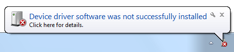 Screenshot della notifica dell'errore durante l'installazione 