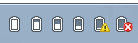 screenshot di sei icone che mostrano lo stato della batteria 
