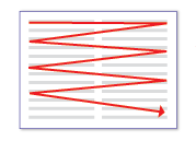 figura della freccia rossa nel modello di lettura zigzag 