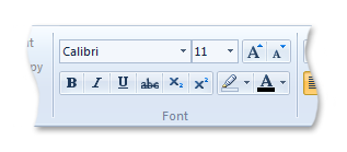 screenshot dell'elemento fontcontrol con l'attributo richfont impostato su true.